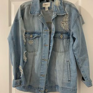Distressed jean jacket